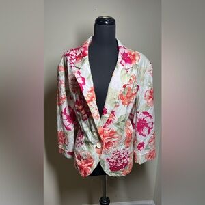 Cato Floral Blazer - Pink, Green, and White